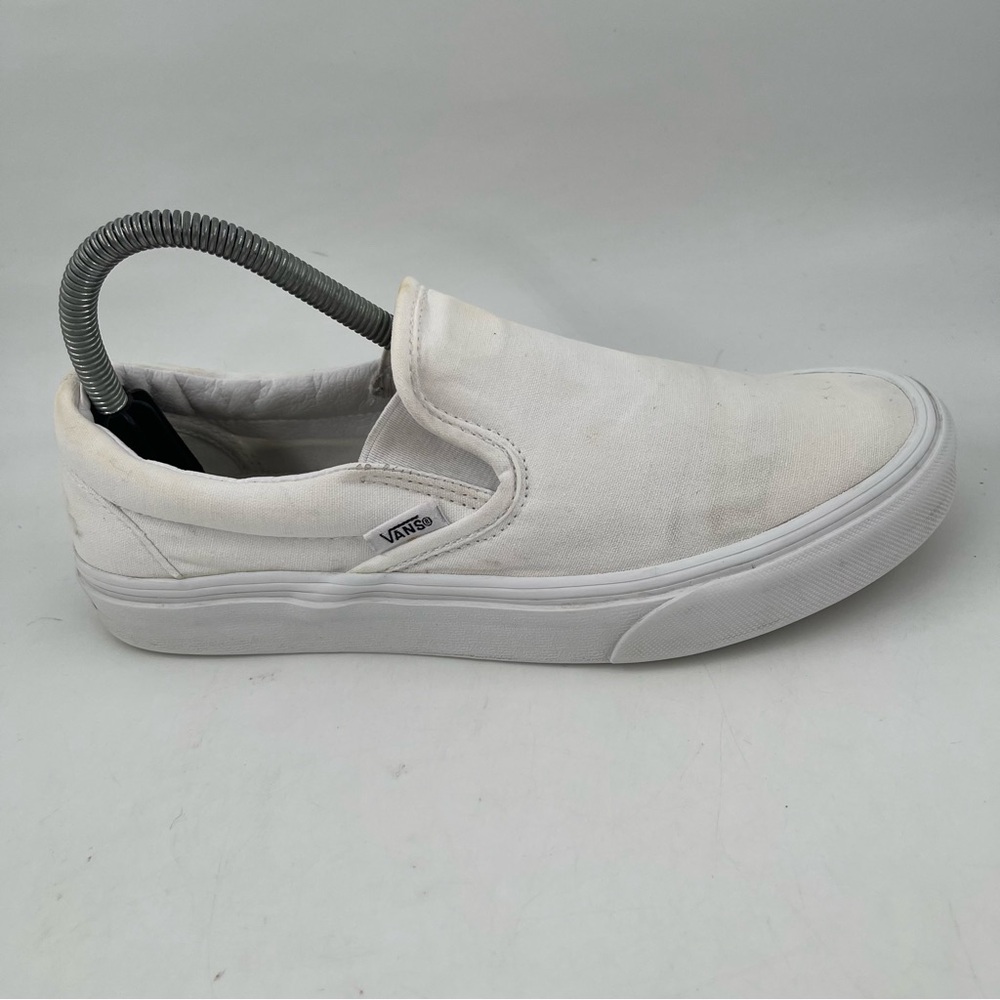 Vans Women’s Classic -SZ 8.5- Slip-On True White Canvas Sneakers Shoes